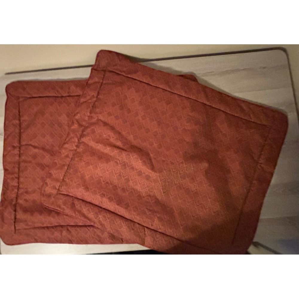 CROSCILL‎ HOME Pillow Covers Shams Set of 2 Red Gold Jacquard Designer Old Money